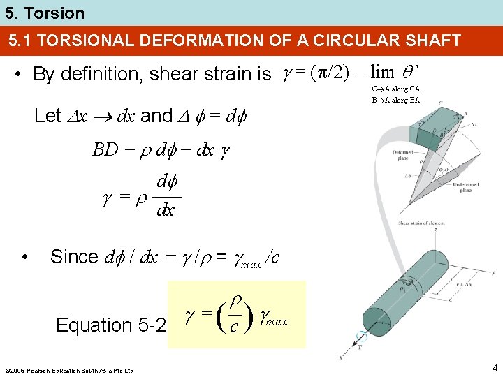 5. Torsion 5. 1 TORSIONAL DEFORMATION OF A CIRCULAR SHAFT • By definition, shear