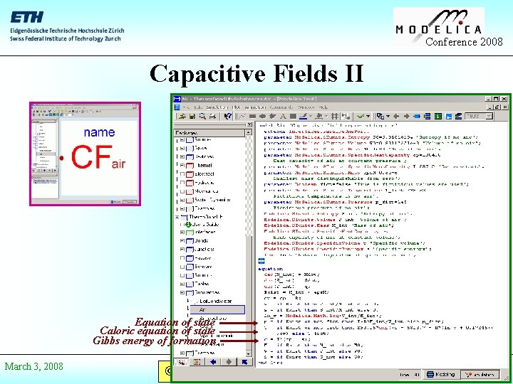 Conference 2008 Capacitive Fields II Equation of state Caloric equation of state Gibbs energy