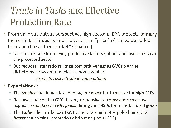 Global Value Chains and Tariff Policy Effective Protection