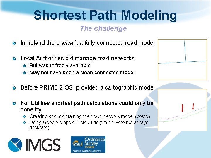 Shortest Path Modeling The challenge In Ireland there wasn’t a fully connected road model