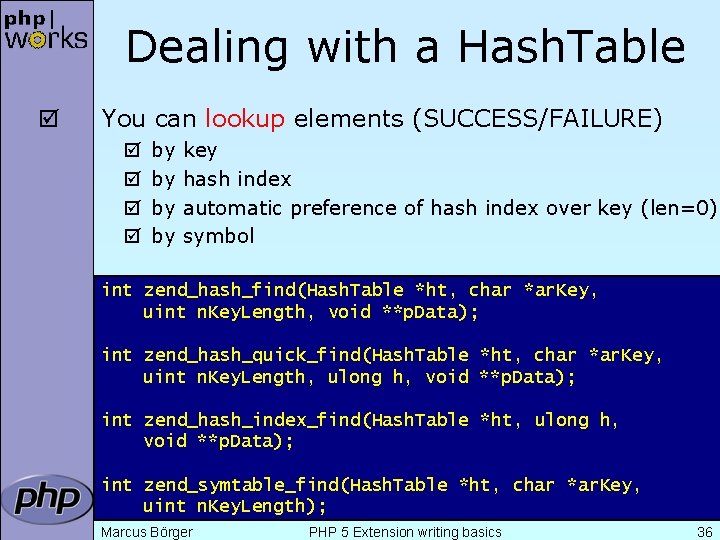 Dealing with a Hash. Table þ You can lookup elements (SUCCESS/FAILURE) þ þ by