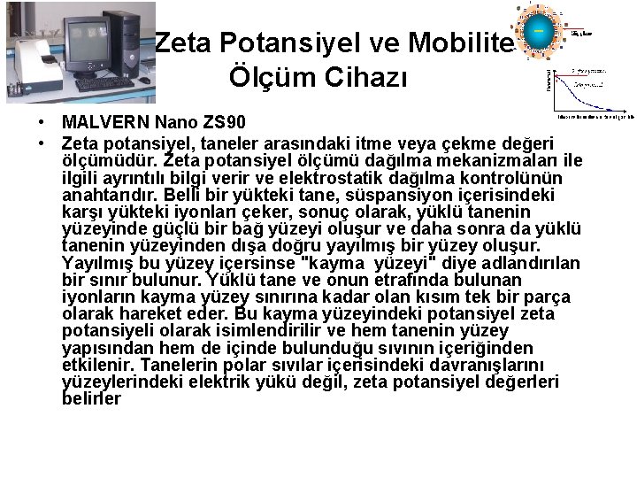  Zeta Potansiyel ve Mobilite Ölçüm Cihazı • MALVERN Nano ZS 90 • Zeta