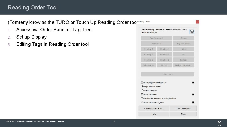 Reading Order Tool (Formerly know as the TURO or Touch Up Reading Order tool)