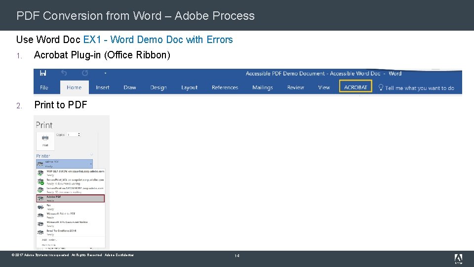 PDF Conversion from Word – Adobe Process Use Word Doc EX 1 - Word