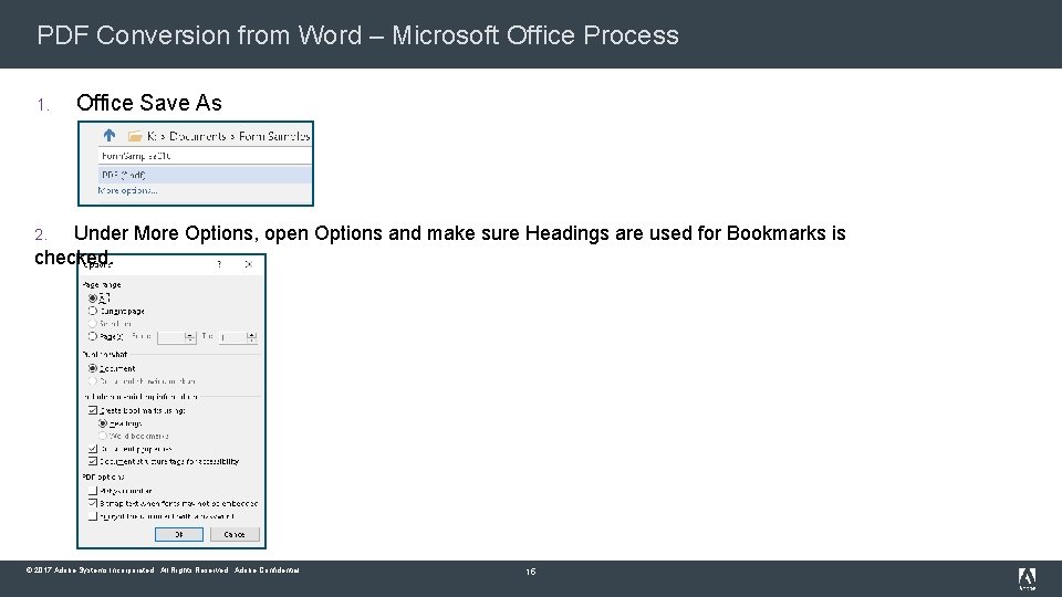 PDF Conversion from Word – Microsoft Office Process 1. Office Save As Under More