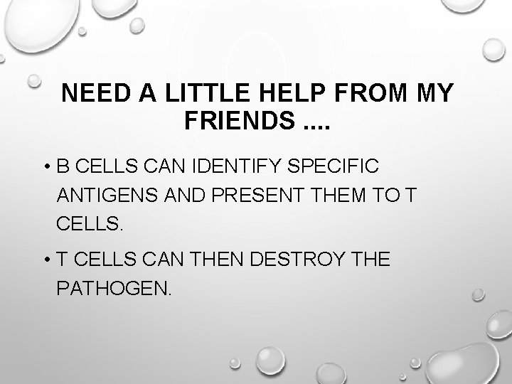 NEED A LITTLE HELP FROM MY FRIENDS. . • B CELLS CAN IDENTIFY SPECIFIC