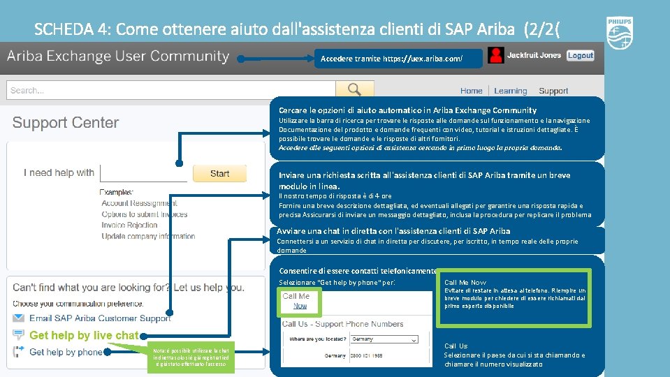 SCHEDA 4: Come ottenere aiuto dall'assistenza clienti di SAP Ariba (2/2( Accedere tramite https: