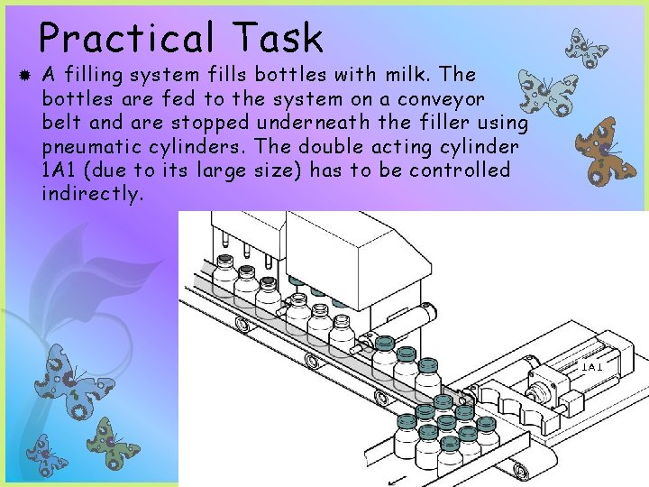 Practical Task A filling system fills bottles with milk. The bottles are fed to