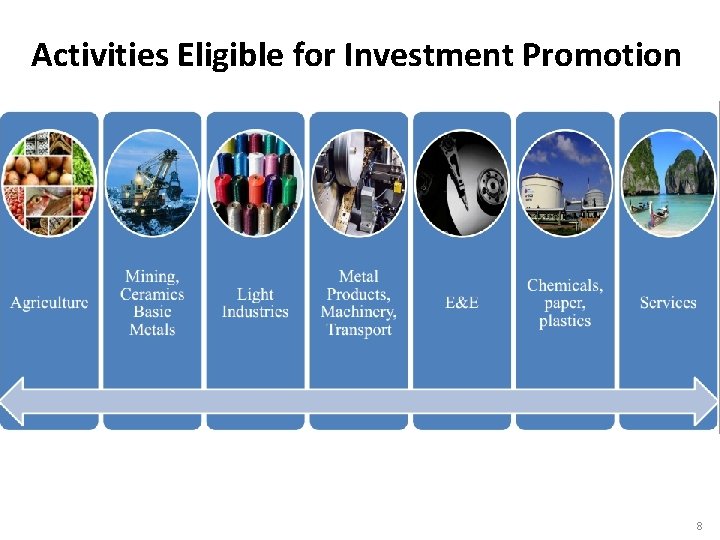 Activities Eligible for Investment Promotion 8 