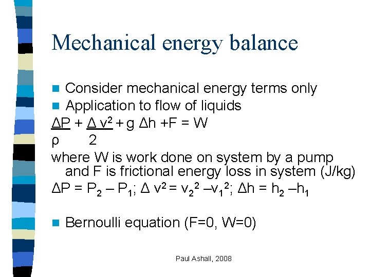 Module 9001 Energy Balance Paul Ashall 2008 n