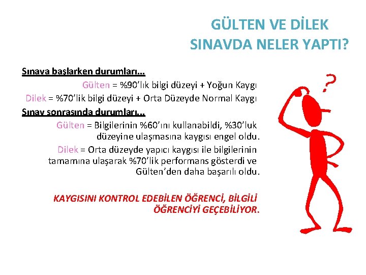 GÜLTEN VE DİLEK SINAVDA NELER YAPTI? Sınava başlarken durumları. . . Gülten = %90’lık