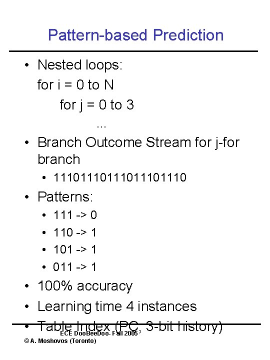 Pattern-based Prediction • Nested loops: for i = 0 to N for j =