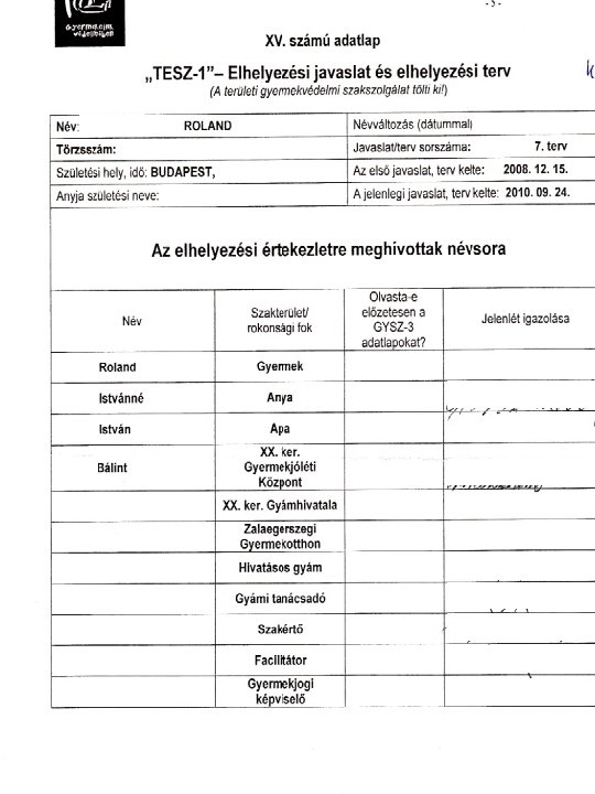 TESZ – 1 adatlap 3 