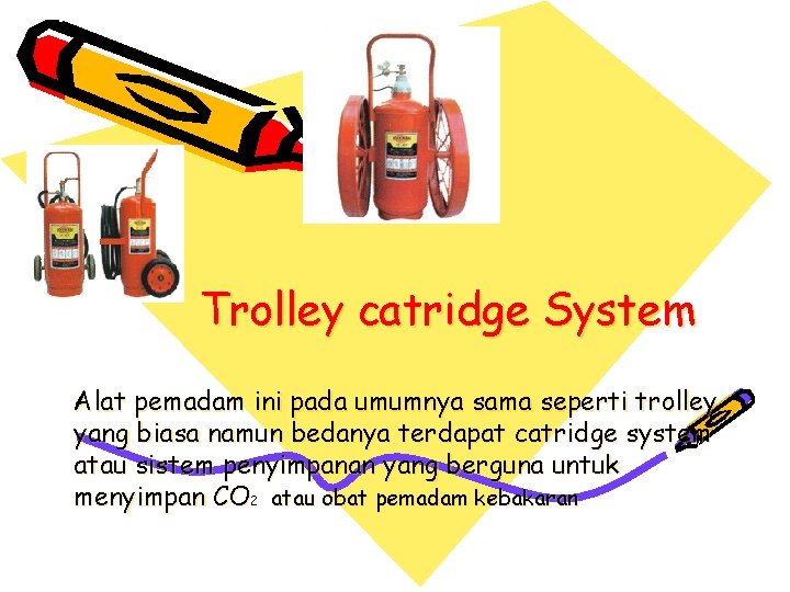 Trolley catridge System Alat pemadam ini pada umumnya sama seperti trolley yang biasa namun
