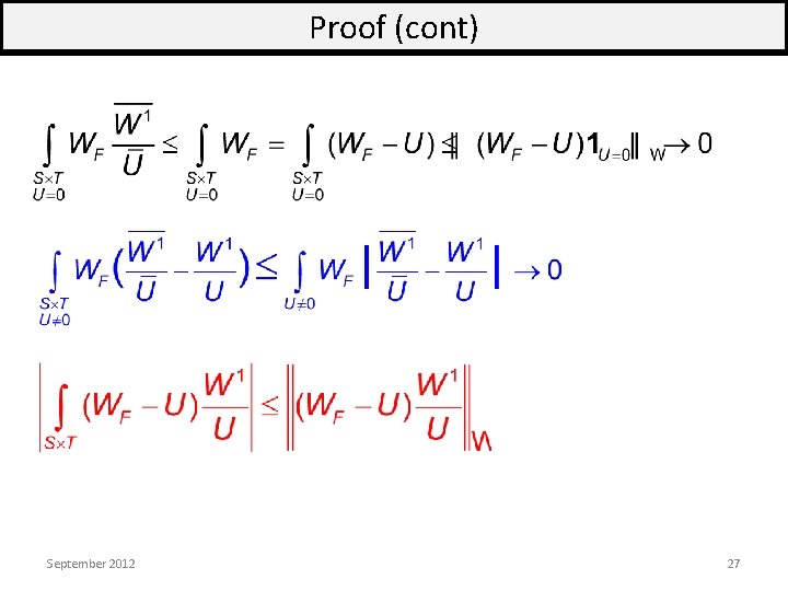 Proof (cont) September 2012 27 