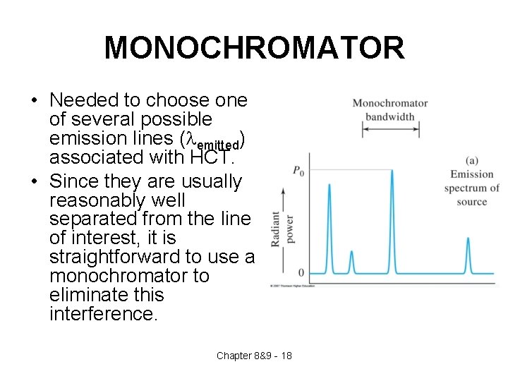 MONOCHROMATOR • Needed to choose one of several possible emission lines (lemitted) associated with