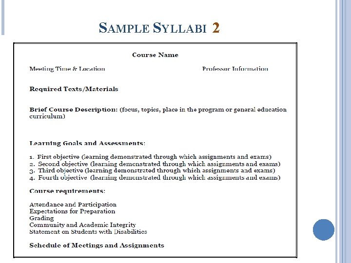 SAMPLE SYLLABI 2 