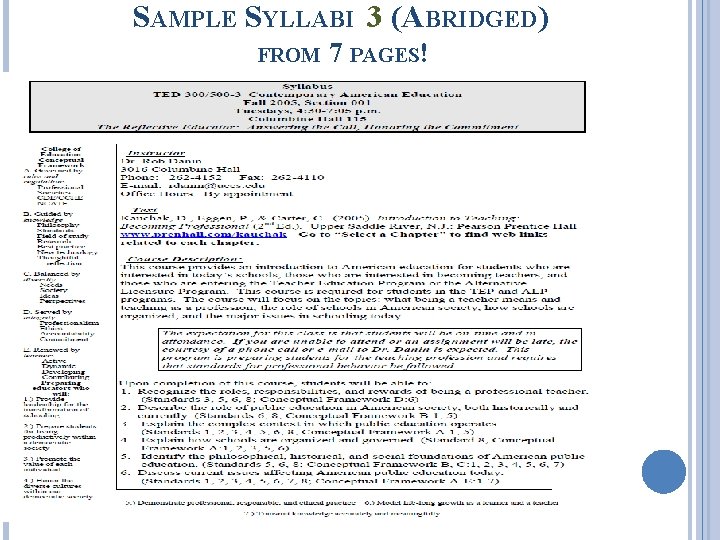 SAMPLE SYLLABI 3 (ABRIDGED) FROM 7 PAGES! 