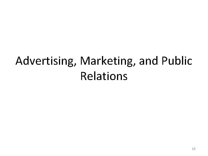 Advertising, Marketing, and Public Relations 18 