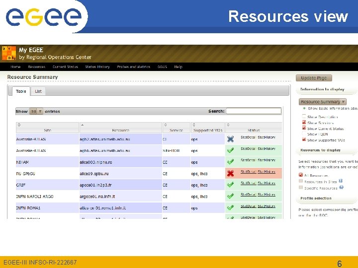 Resources view EGEE-III INFSO-RI-222667 6 