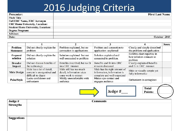 2016 Judging Criteria Judge #___ 
