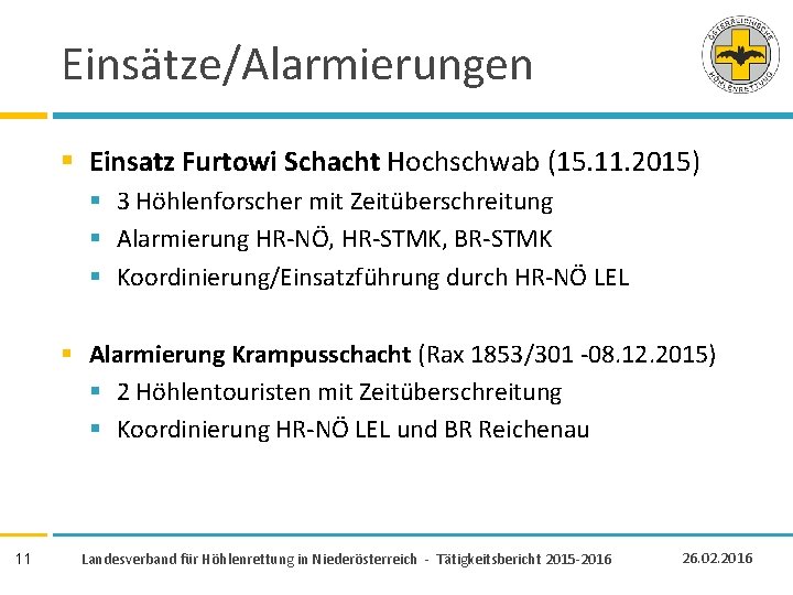 Einsätze/Alarmierungen § Einsatz Furtowi Schacht Hochschwab (15. 11. 2015) § 3 Höhlenforscher mit Zeitüberschreitung