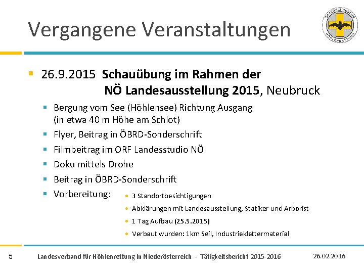 Vergangene Veranstaltungen § 26. 9. 2015 Schauübung im Rahmen der NÖ Landesausstellung 2015, Neubruck