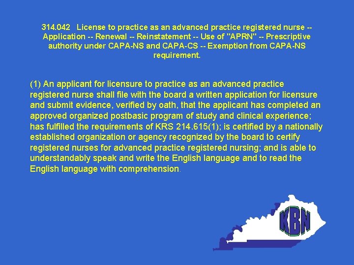 314. 042 License to practice as an advanced practice registered nurse -Application -- Renewal