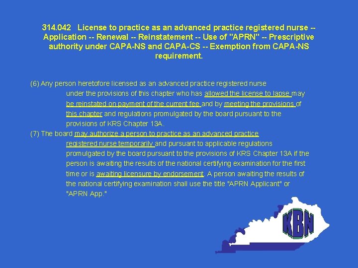 314. 042 License to practice as an advanced practice registered nurse -Application -- Renewal