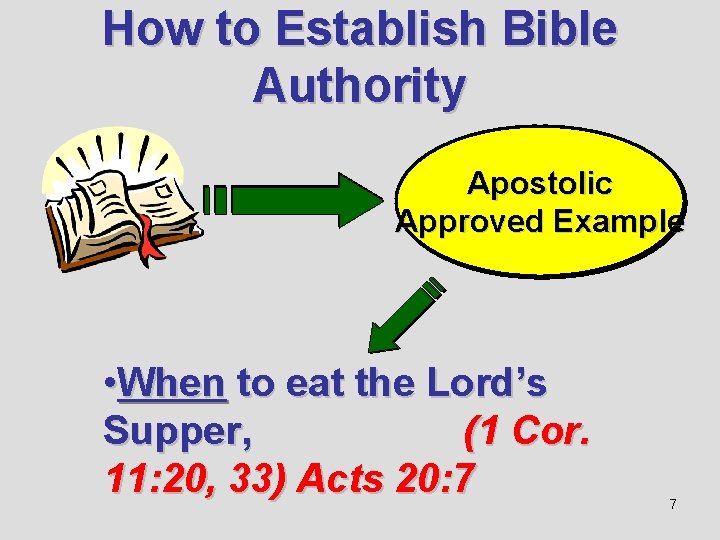 How to Establish Bible Authority Apostolic Approved Example • When to eat the Lord’s