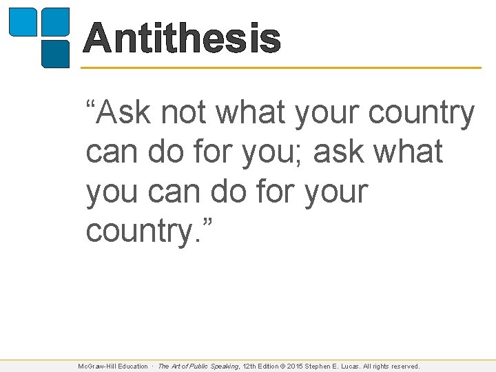 Antithesis “Ask not what your country can do for you; ask what you can