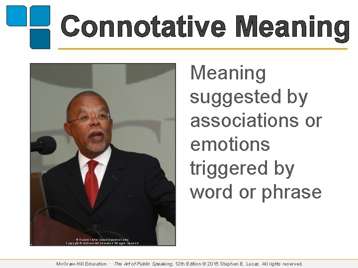 Connotative Meaning suggested by associations or emotions triggered by word or phrase © Ronald