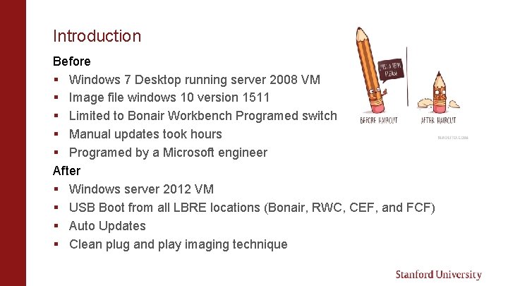 Introduction Before § Windows 7 Desktop running server 2008 VM § Image file windows