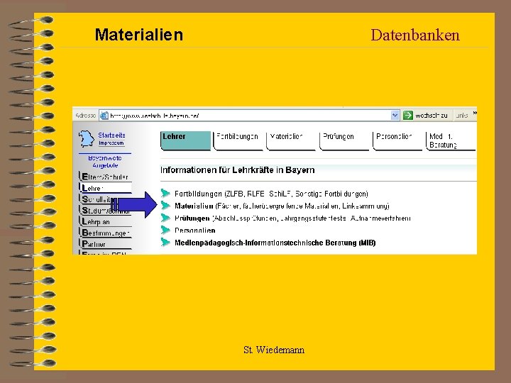 Materialien Datenbanken St. Wiedemann 