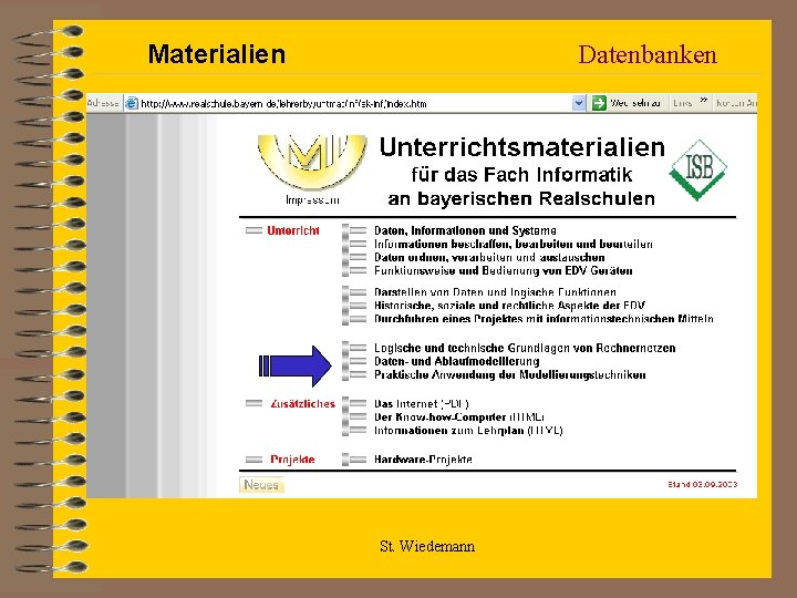 Materialien Datenbanken St. Wiedemann 