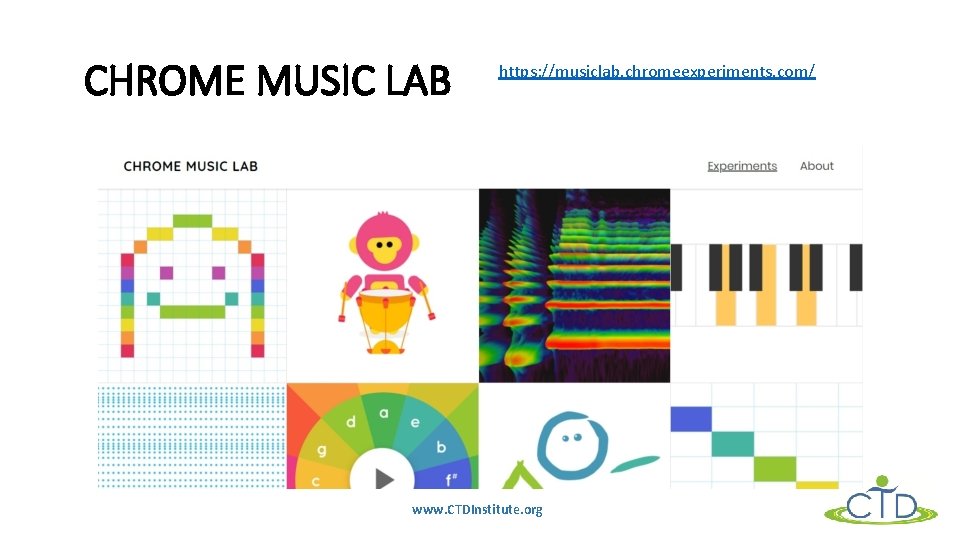 CHROME MUSIC LAB https: //musiclab. chromeexperiments. com/ www. CTDInstitute. org 