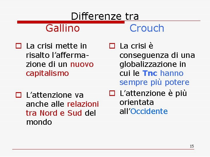 Differenze tra Gallino Crouch o La crisi mette in risalto l’affermazione di un nuovo