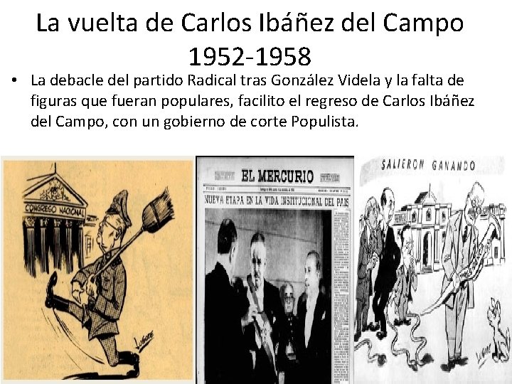 La vuelta de Carlos Ibáñez del Campo 1952 -1958 • La debacle del partido