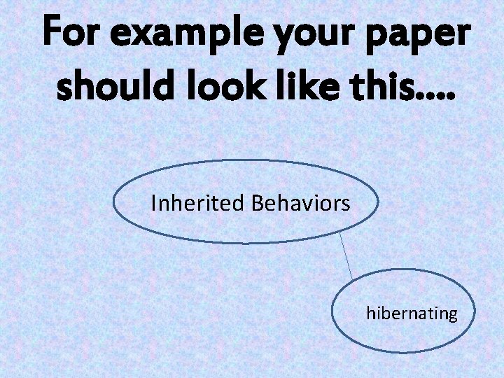 For example your paper should look like this…. Inherited Behaviors hibernating 