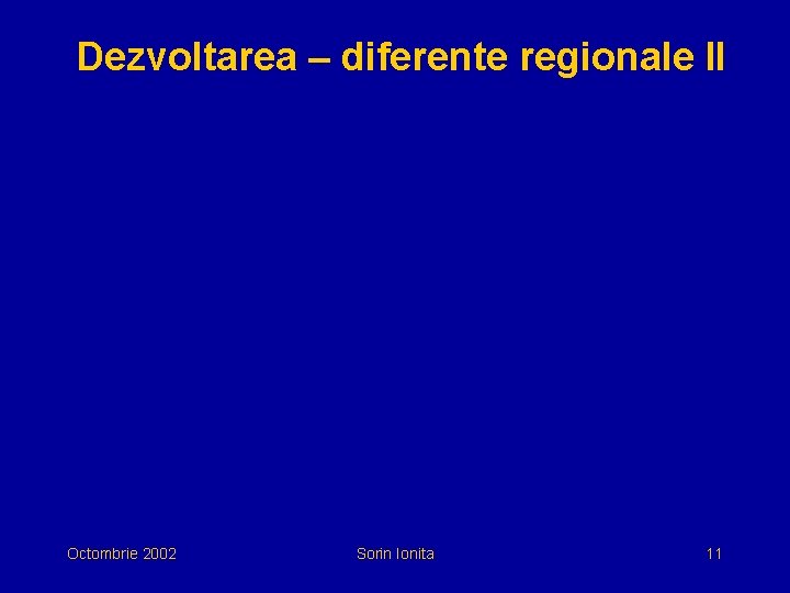 Dezvoltarea – diferente regionale II Octombrie 2002 Sorin Ionita 11 