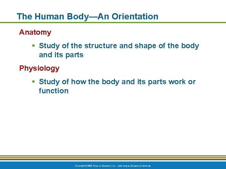 The Human Body—An Orientation Anatomy § Study of the structure and shape of the