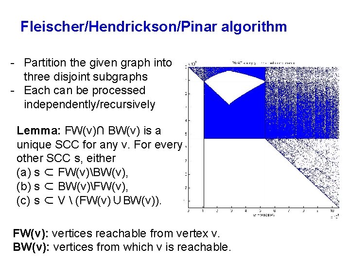 Fleischer/Hendrickson/Pinar algorithm - Partition the given graph into three disjoint subgraphs - Each can