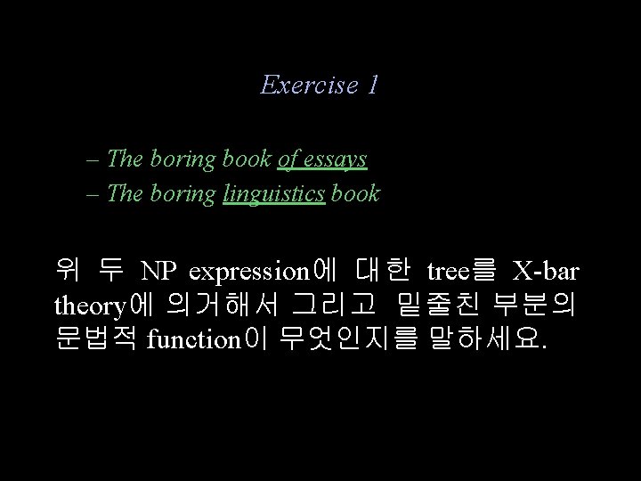 Exercise 1 – The boring book of essays – The boring linguistics book 위