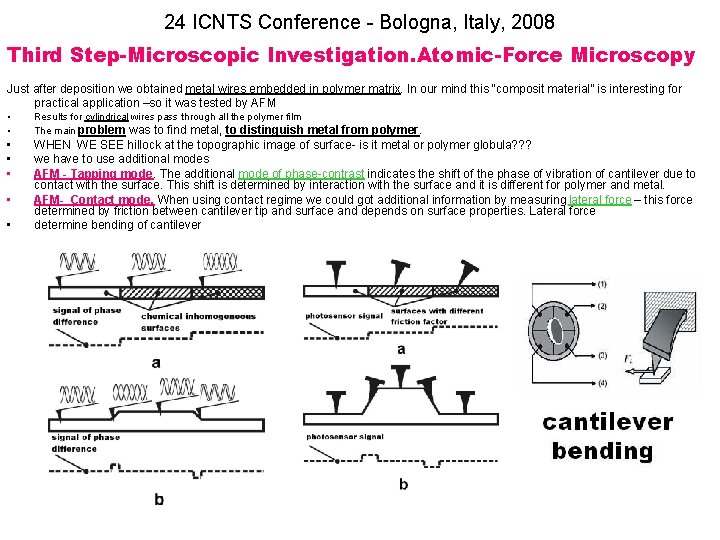 24 ICNTS Conference - Bologna, Italy, 2008 Third Step-Microscopic Investigation. Atomic-Force Microscopy Just after