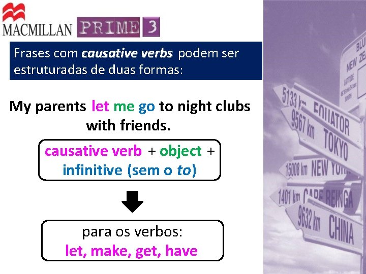 Frases com causative verbs podem ser estruturadas de duas formas: My parents let me