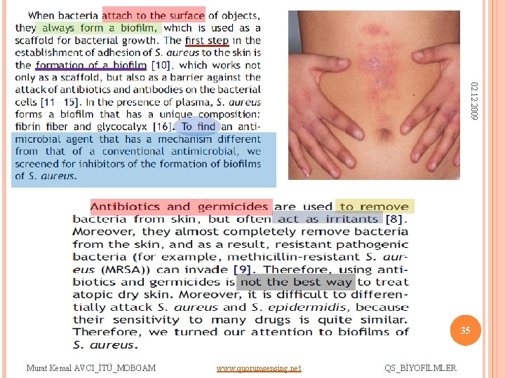 02. 12. 2009 - 35 Murat Kemal AVCI_İTÜ_MOBGAM www. quorumsensing. net QS_BİYOFİLMLER 