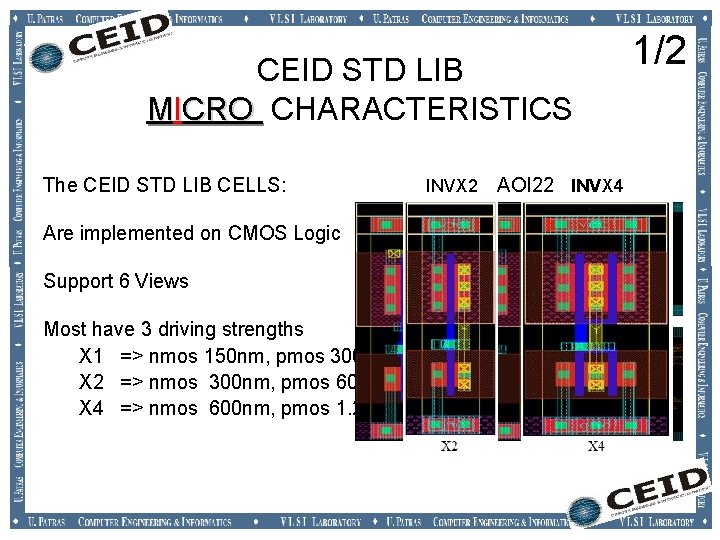 CEID STD LIB MICRO CHARACTERISTICS The CEID STD LIB CELLS: Are implemented on CMOS CEID STD LIB MICRO CHARACTERISTICS The CEID STD LIB CELLS: Are implemented on CMOS