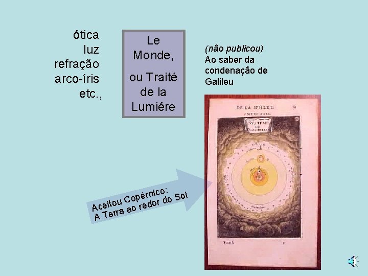 ótica luz refração arco-íris etc. , Le Monde, ou Traité de la Lumiére co: