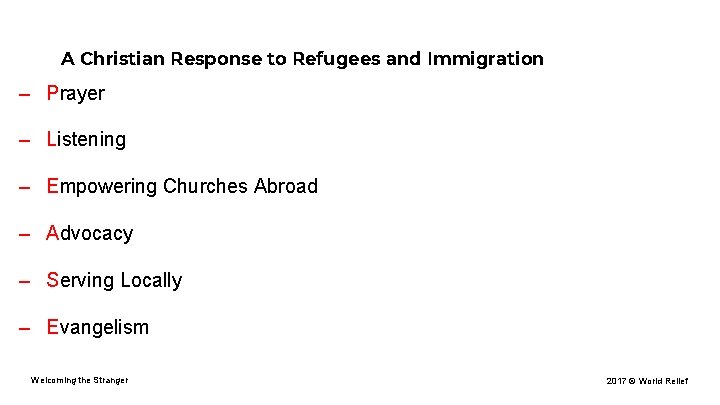 A Christian Response to Refugees and Immigration – Prayer – Listening – Empowering Churches