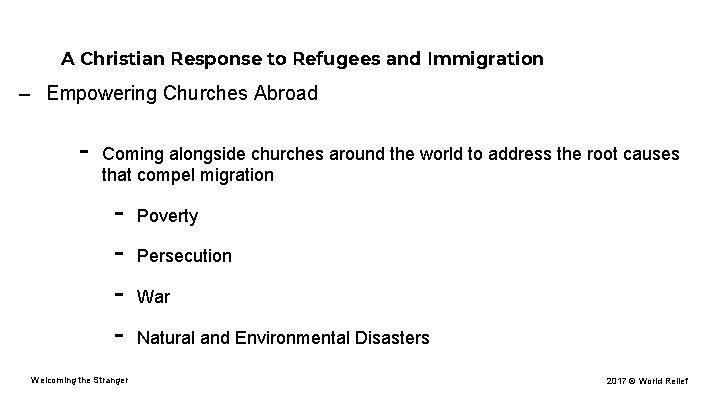 A Christian Response to Refugees and Immigration – Empowering Churches Abroad - Coming alongside